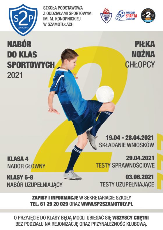 Plakat - Nabór do klas sportowych - chłopcy Plakat - Nabór do klas sportowych - chłopcy