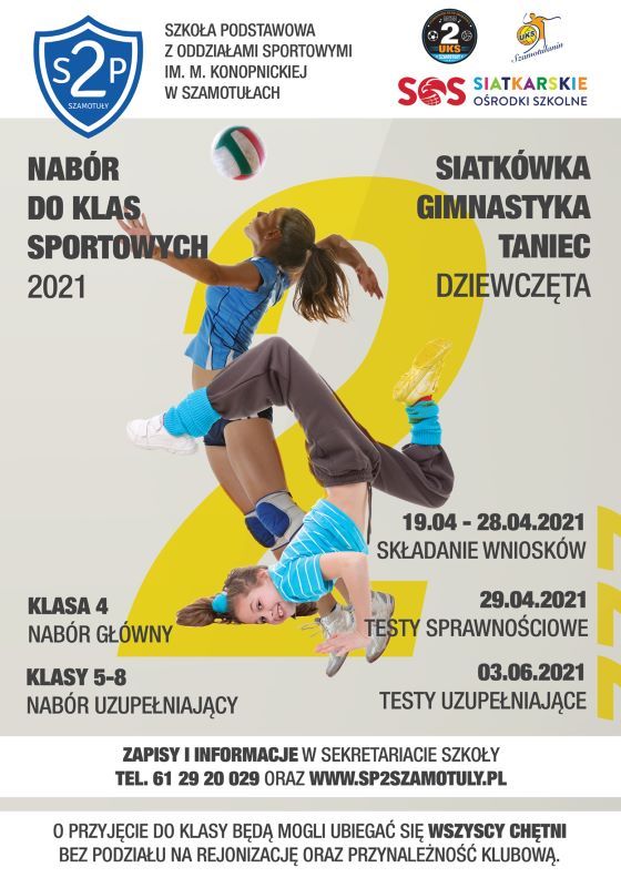 Plakat - Nabór do klas sportowych - dziewczyny Plakat - Nabór do klas sportowych - dziewczyny