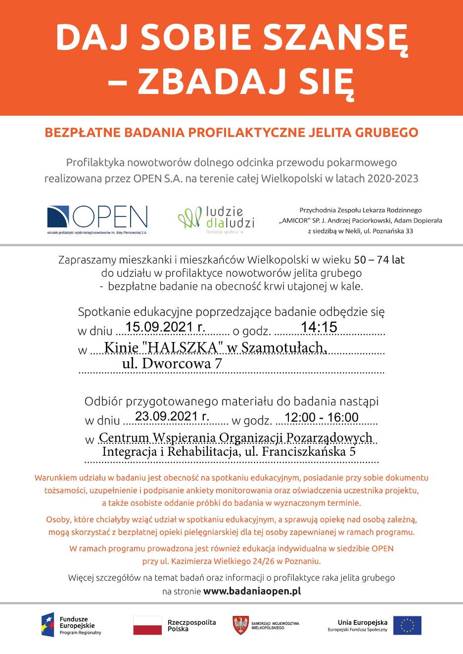 Plakat - Bezpłatne Badania Profilaktyczne Jelita Grubego Plakat - Bezpłatne Badania Profilaktyczne Jelita Grubego