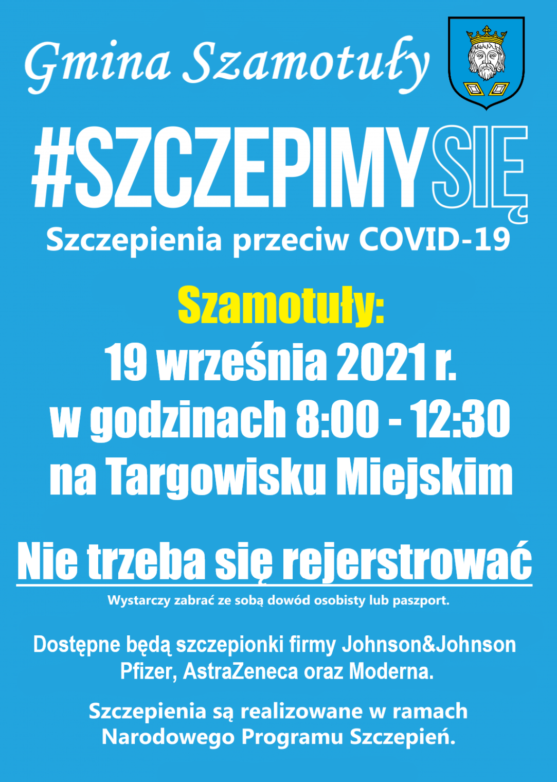 Plakat - Szczepienia na Targowisku Miejskim