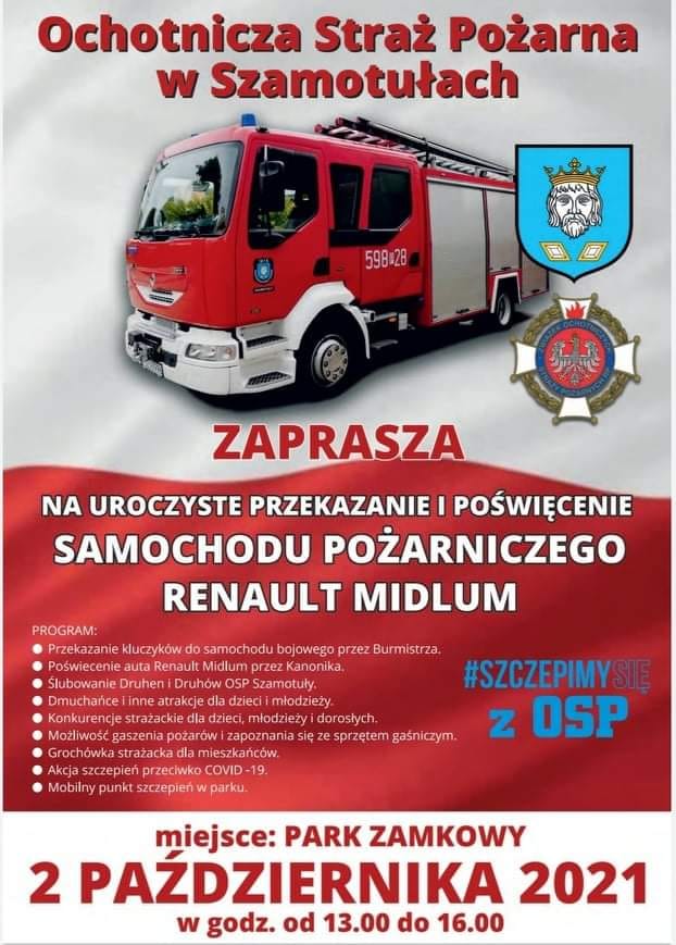 Plakat - OSP - Przekazanie samochodu pożarniczego Plakat - OSP - Przekazanie samochodu pożarniczego