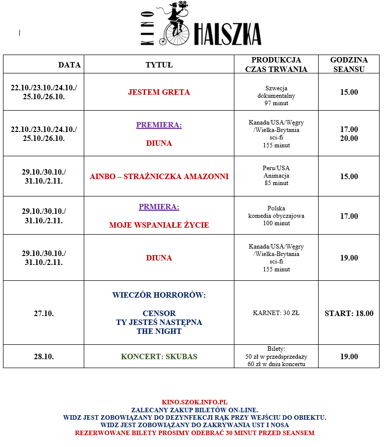 Plakat - Repertuar Kina 22.10-2.11