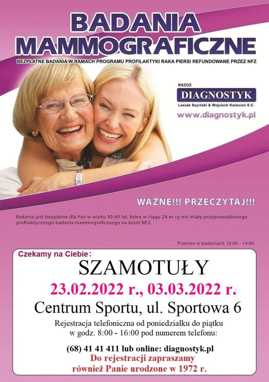 Plakat - Badania Mamograficzne