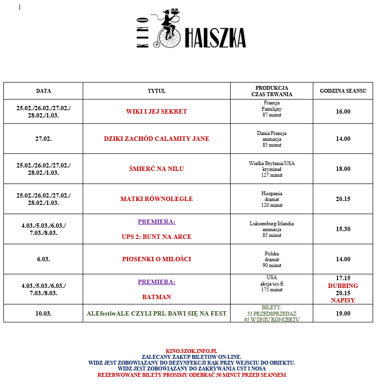 Plakat - Repertuar Kina