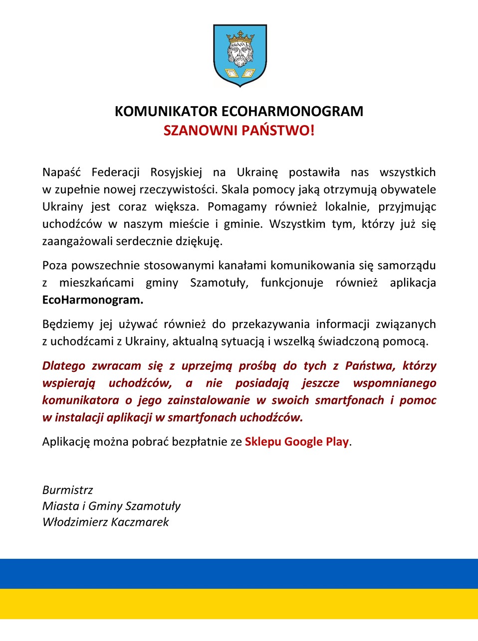 Grafika - Komunikat Burmistrza