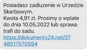 Screen - Przykład fałszywego SMS'a