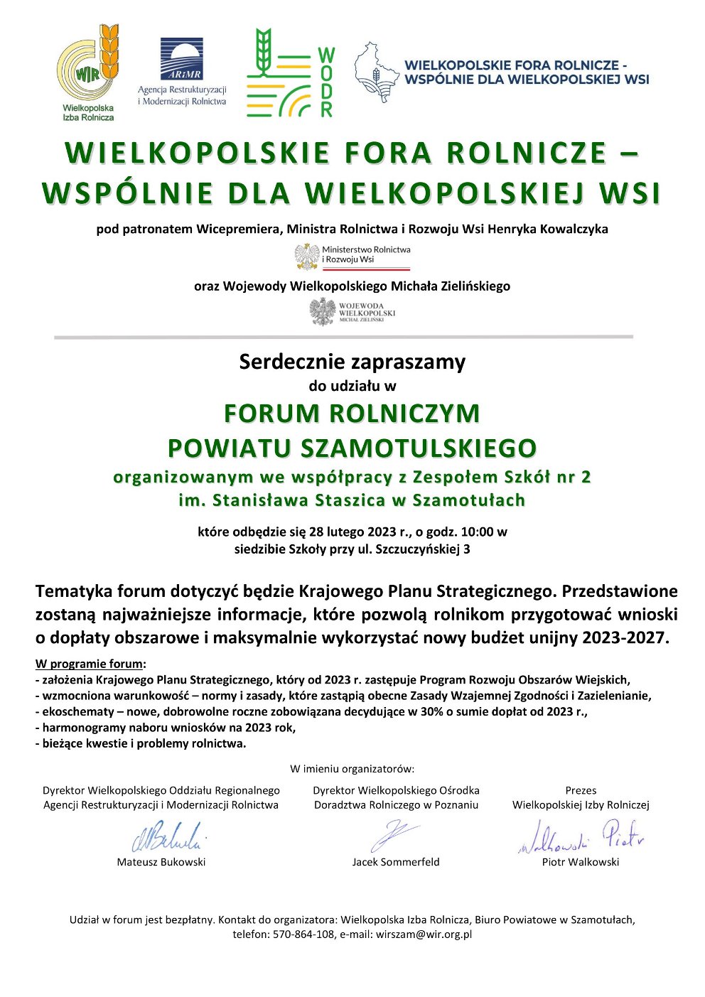 Plakat - Forum Rolnicze Powiatu Szamotulskiego