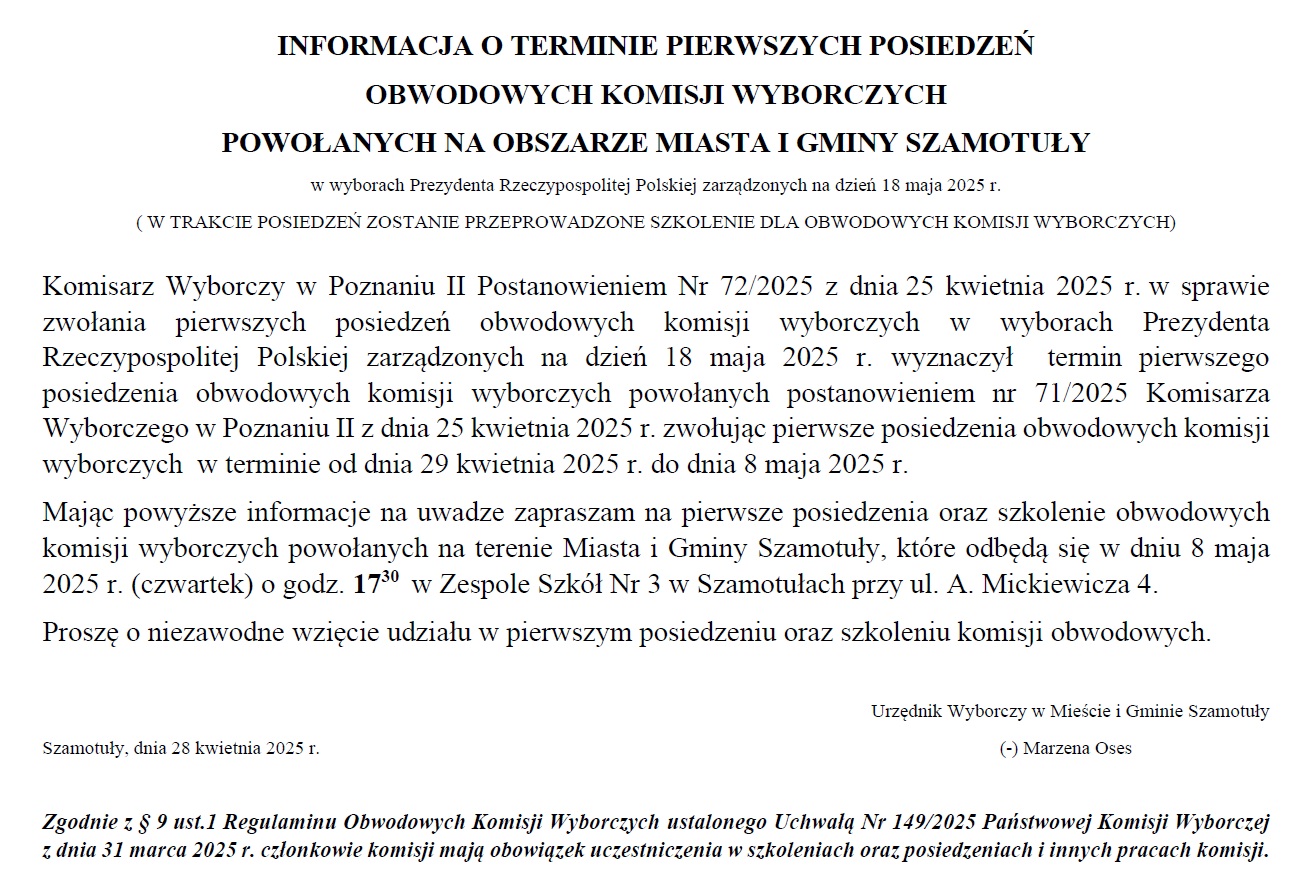 Informacja o posiedzeniach komisji