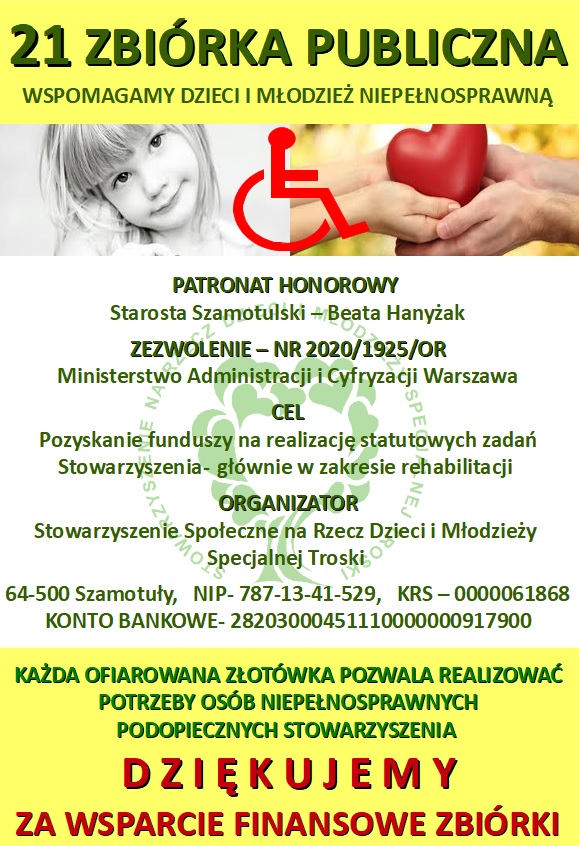 Grafika - 21 zbiórka na dzieci i młodzież niepełnosprawną