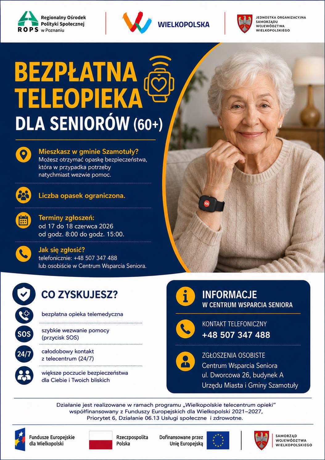 Bezpłatne opaski bezpieczeństwa dla senior&oacute;w z&nbsp;Miasta i&nbsp;Gminy Szamotuły