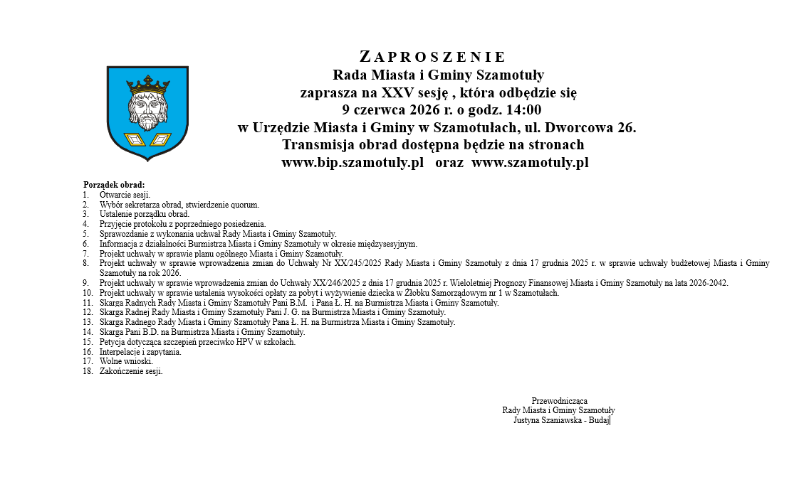 XXV Sesja Rady Miasta i&nbsp;Gminy Szamotuły