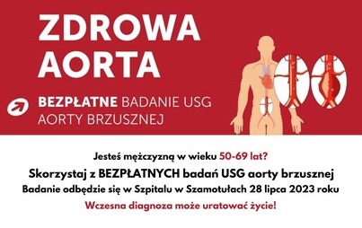 Zdjęcie do NOWY TERMIN - BEZPŁATNE BADANIE USG AORTY BRZUSZNEJ